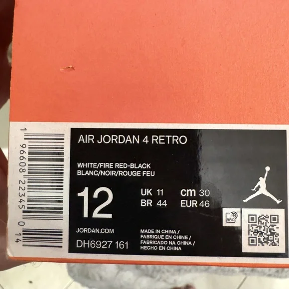 Jordan 4 Retro “Red Cement” - Men’s Size 12 – Brand New in Box - Picture 10 of 15